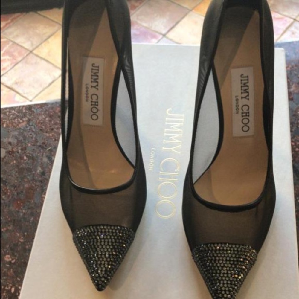 Jimmy Choo black mesh pumps